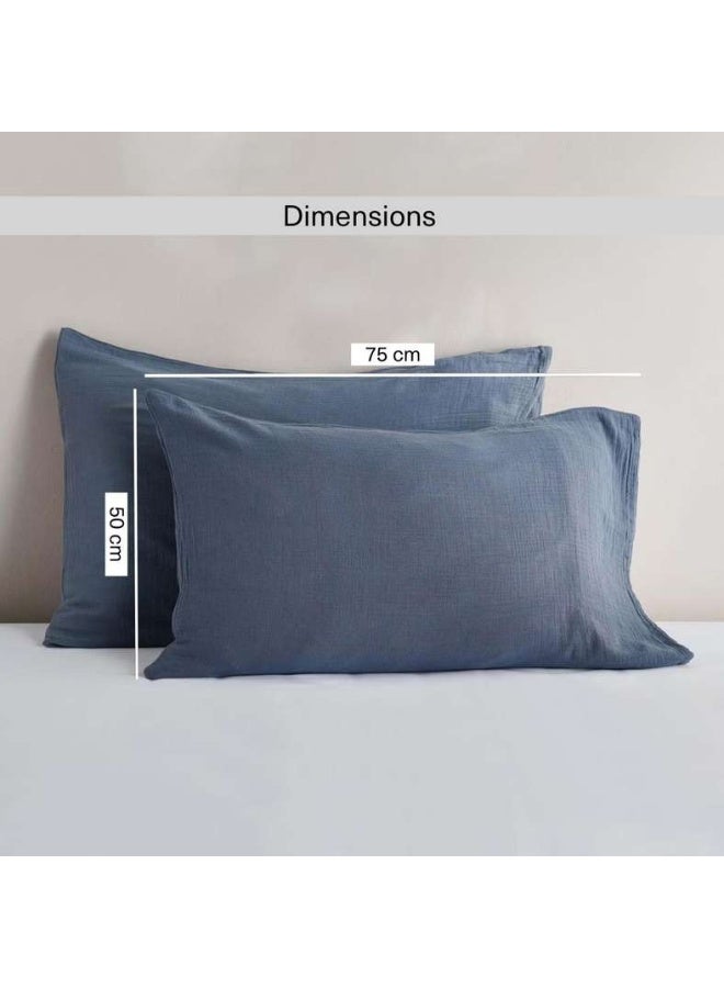 Pan Home طقم أغطية وسائد موسلين ناعمة كريمي - أزرق برتقالي - Image 5