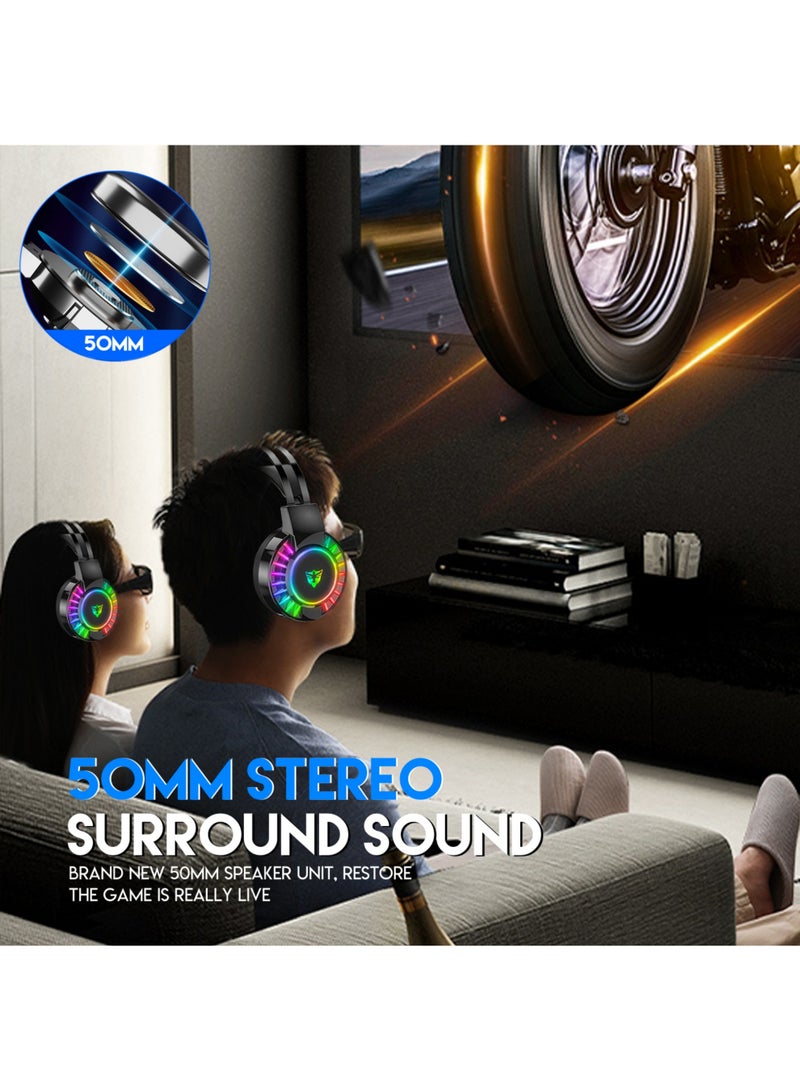 Rock Pow Wired Over Ear Gaming Headphone with Mic and LED Light for PS4 PS5 XOne XSeries NSwitch PC Headset for Computer Black - Image 5