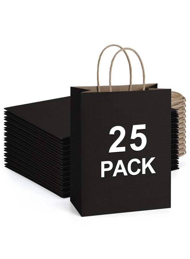 BagDream Gift Bags 8x4.25x10.5 25Pcs Black Kraft Paper Bags, Paper Gift Bags with Handles, Paper Shopping Bags Wedding Birthday Party Favor Bags Merchandise Retail Bags Sacks - Image 1