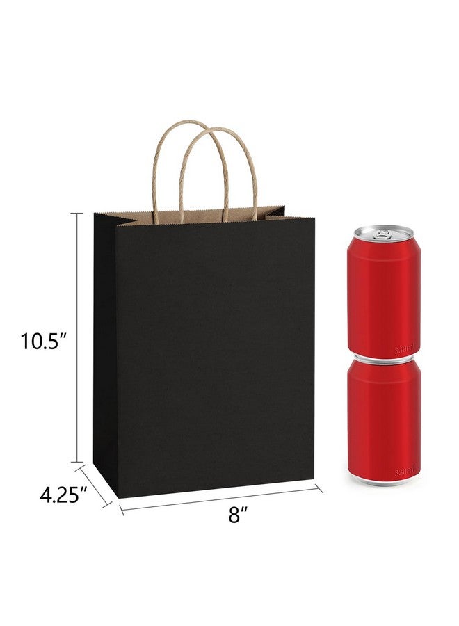 BagDream Gift Bags 8x4.25x10.5 25Pcs Black Kraft Paper Bags, Paper Gift Bags with Handles, Paper Shopping Bags Wedding Birthday Party Favor Bags Merchandise Retail Bags Sacks - Image 2