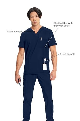 Cherokee تي شيرت سكراب للرجال من شيروك كينفينيتي بتصميم V- Neck مع لوحات خلفية محبوكة CK900A، M، أزرق داكن - Image 4