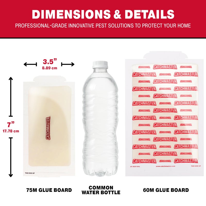 Catchmaster Small Mouse and Insect Glue Boards, 75-Pack Mouse Traps Indoor for Home, Sticky Pest Control Adhesive for Catching Bugs, Rats & Rodents, Bulk Glue Traps - Image 5