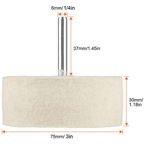 STARVAST 75 mm Felt Polishing Buffing Wheel, 3 inch Wool Polishing Wheel for use with Cerium Oxide Polishing Powder by STARVAST - Image 2