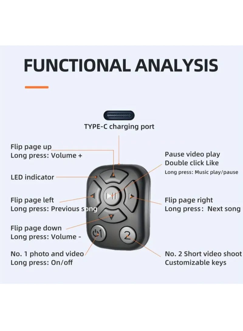  أورا سيليكت حلقة التمرير اللاسلكية تيك توك اللاسلكية - بلوتوث متوافق مع جهاز التحكم عن بعد لقلب الصفحات ومغلاق الكاميرا للآيفون/ الأندرويد، تحكم في الفيديو بدون استخدام اليدين، جهاز تحكم في الموسيقى، مساعد سيلفي - Image 3