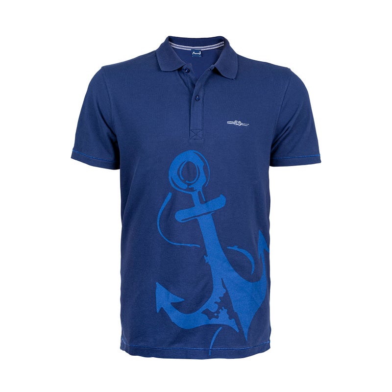 Anemoss Marine Navy Blue Men's Polo Collar T-Shirt Small - Image 1
