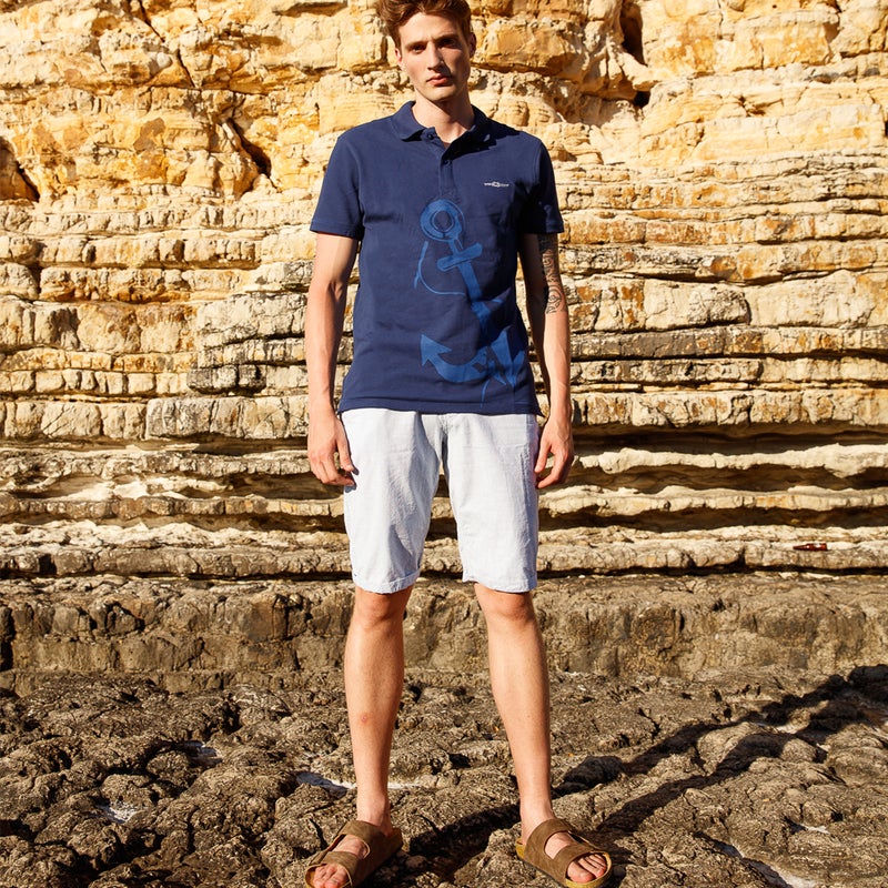 Anemoss Marine Navy Blue Men's Polo Collar T-Shirt Small - Image 5