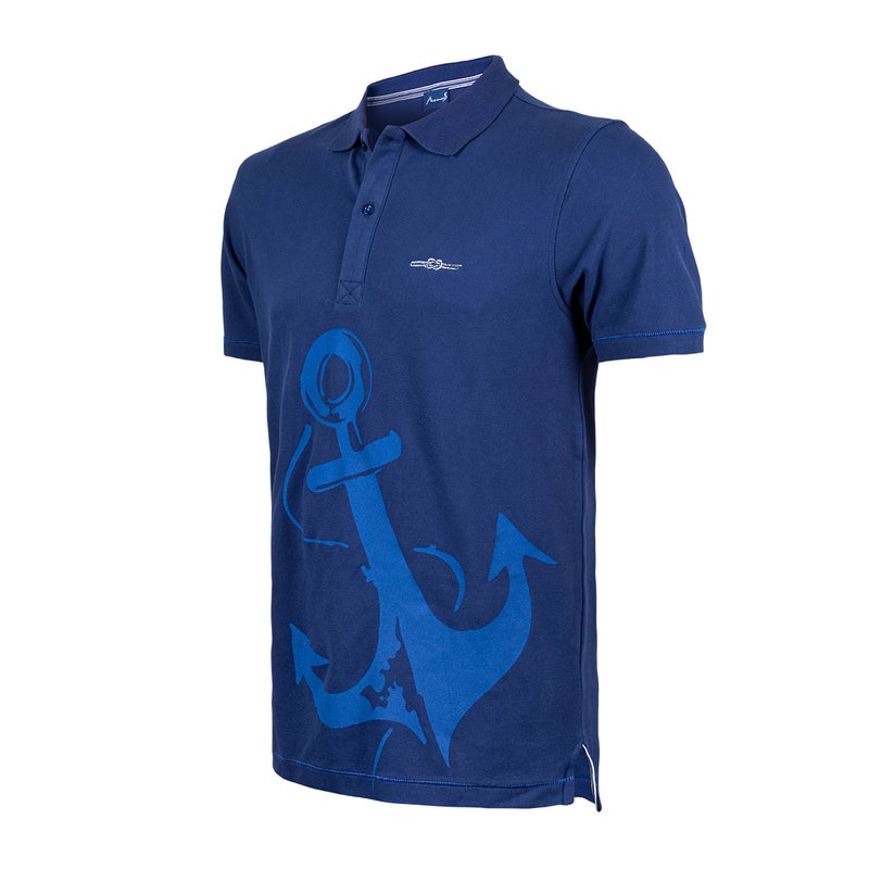 Anemoss Marine Navy Blue Men's Polo Collar T-Shirt Small - Image 2