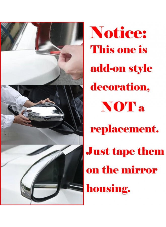 JUMBOMOTOR Chrome Side Door Top Half Mirror Cover Trims Add-on Style Compatible with Chevrolet Silverado GMC Sierra 2007-2013 - Image 2