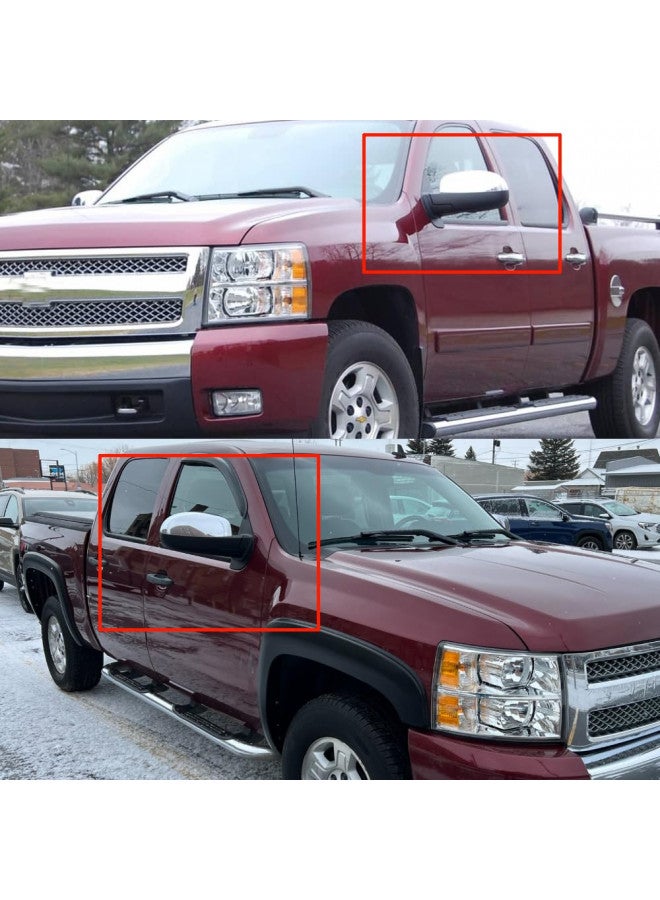 JUMBOMOTOR Chrome Side Door Top Half Mirror Cover Trims Add-on Style Compatible with Chevrolet Silverado GMC Sierra 2007-2013 - Image 1
