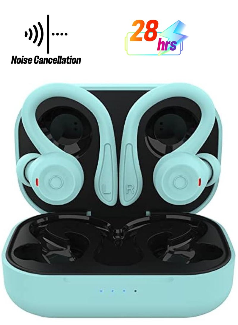 Wireless Earbuds with Earhooks Bluetooth Earbuds with Ear Hook Waterproof Sport Headphones Noise Cancelling Ear Buds with Microphone Long Battery Life Earphones for Running Workout Android iPhone