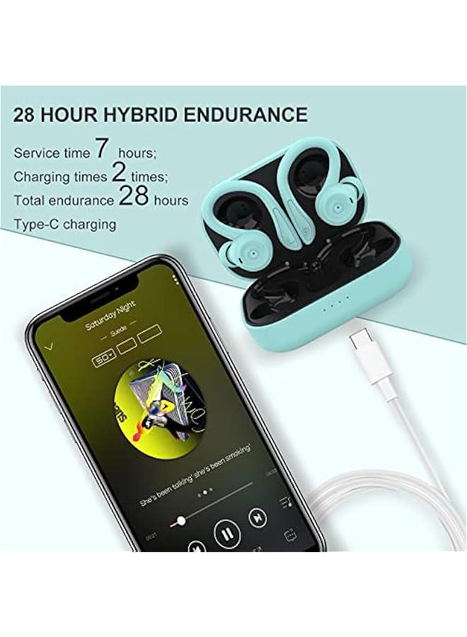 Wireless Earbuds with Earhooks Bluetooth Earbuds with Ear Hook Waterproof Sport Headphones Noise Cancelling Ear Buds with Microphone Long Battery Life Earphones for Running Workout Android iPhone