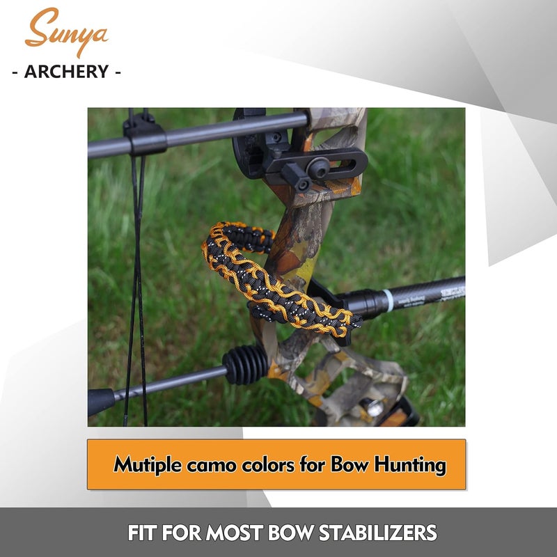 Sunya Archery Bow Wrist Sling, 550 Paracord Strap Comfortable on Hand.100% Full Grain Leather Yoke, Multiple Camo Colors.Fit Compound Bow Stabilizer & Recurve. - Image 2