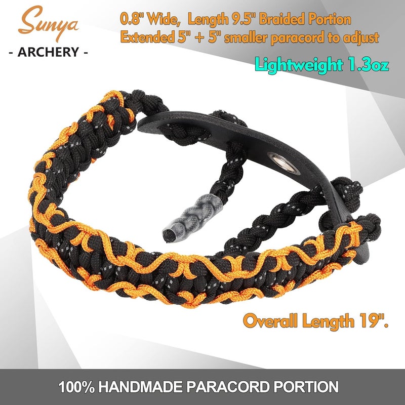Sunya Archery Bow Wrist Sling, 550 Paracord Strap Comfortable on Hand.100% Full Grain Leather Yoke, Multiple Camo Colors.Fit Compound Bow Stabilizer & Recurve. - Image 4
