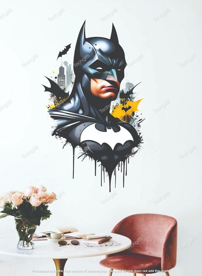 Techgifti ملصق جداري فني بتصميم باتمان من تيك جيفتي، ملصق لغرفة الأطفال، المقاس: 72 × 41 سم، ديكور منزلي عصري - Image 1