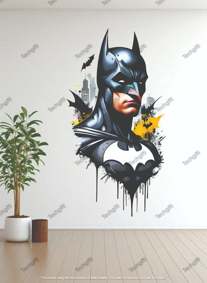 Techgifti ملصق جداري فني بتصميم باتمان من تيك جيفتي، ملصق لغرفة الأطفال، المقاس: 72 × 41 سم، ديكور منزلي عصري - Image 2