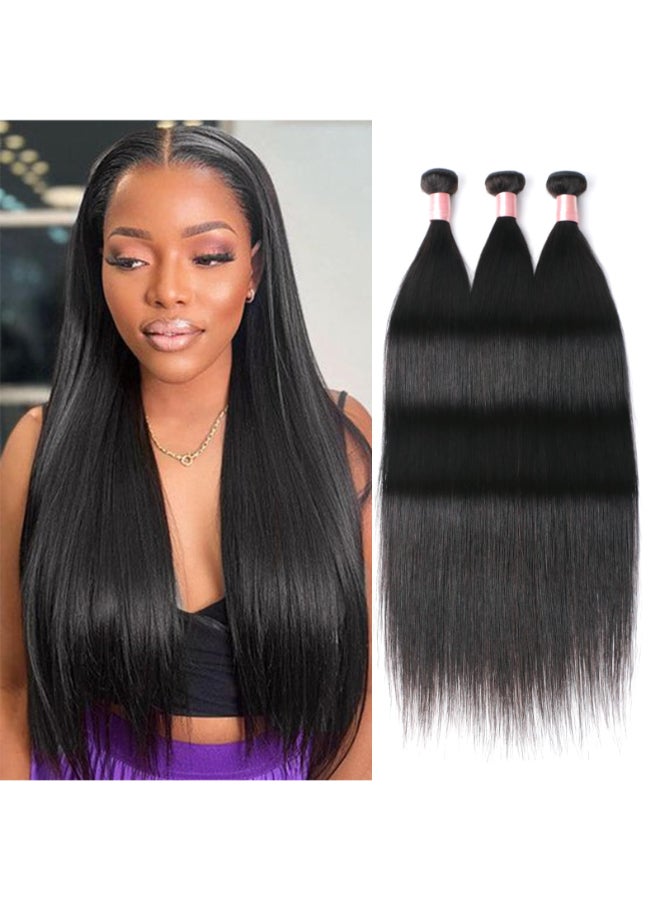 DaiMer Brazilian Virgin Hair 3 Bundles Straight Human Hair Extension Real Brazilian Straight Hair Weave 20 22 24 INCH - Image 2