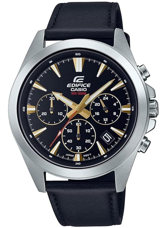 CASIO - Men Watch Edifice Analog Chronograph Black Dial Stainless Steel Band - Image 1