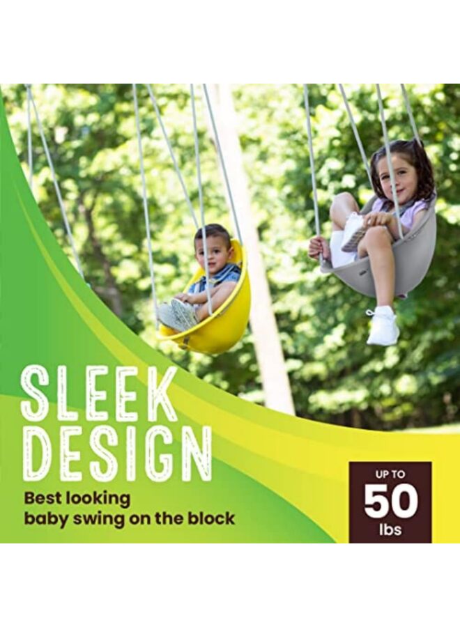 Toddler Swing Comfy Baby Swing Outdoor, 3- Point Adjustable Safety Harness, Secure, Safe Quick Click Locking System, Blister-Free Rope, Ages 6-36 Months Grey - Image 2