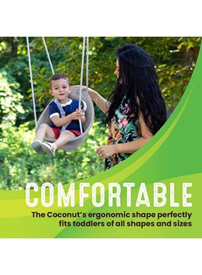 Toddler Swing Comfy Baby Swing Outdoor, 3- Point Adjustable Safety Harness, Secure, Safe Quick Click Locking System, Blister-Free Rope, Ages 6-36 Months Grey - Image 3