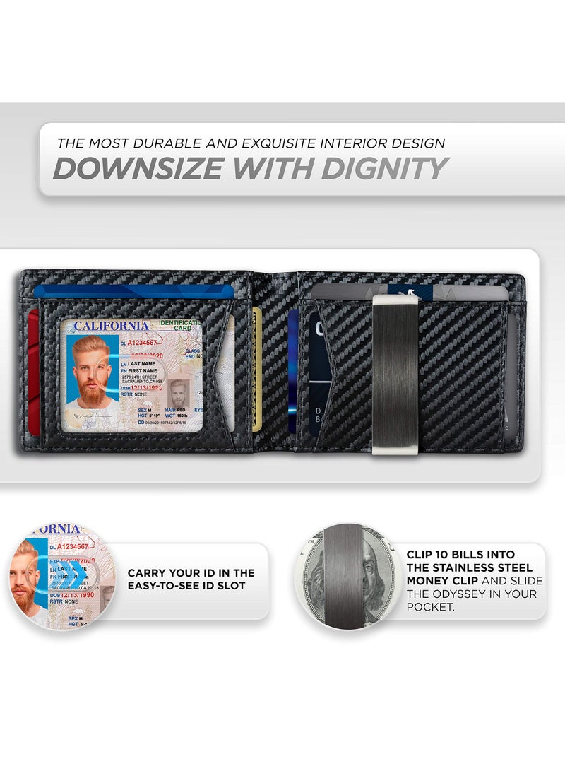 Excefore محافظ رفيعة للرجال مع مشبك نقود وحامل بطاقات ائتمان ثنائي الطي ومزود بمشبك نقود للرجال ومحفظة صغيرة مع صندوق هدايا (أسود) - Image 4