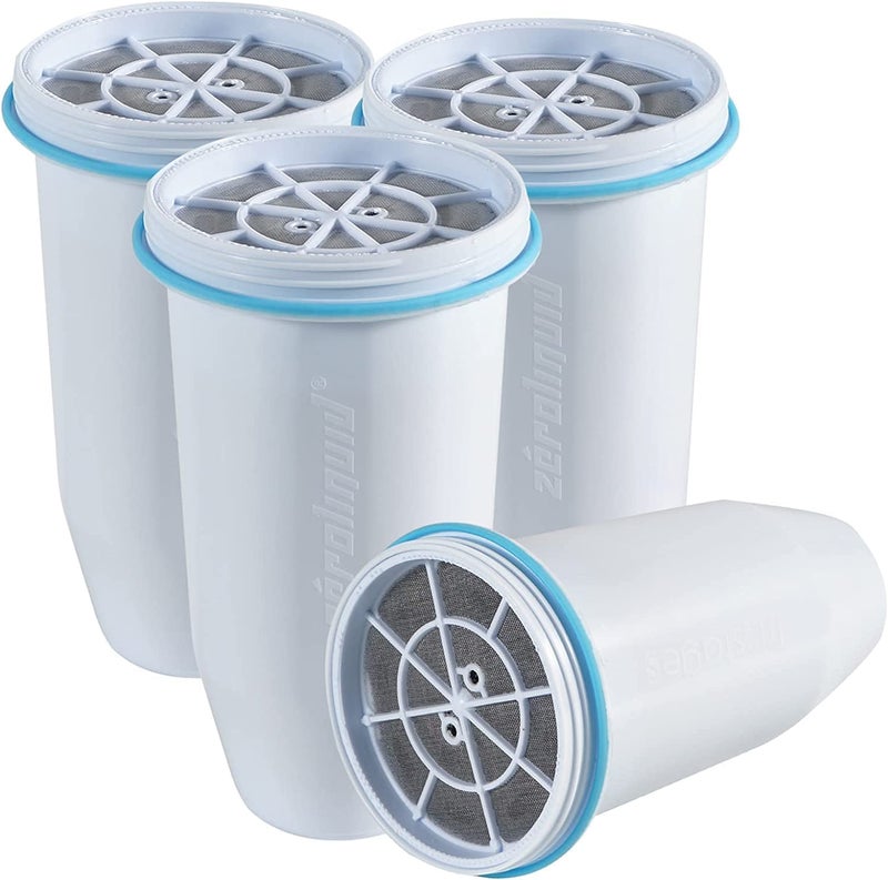 Zeroliquid ZR001 Replacement Water Filters for Pitchers and Dispensers Most Advanced 6Stage 0 TDS System 4 Pack