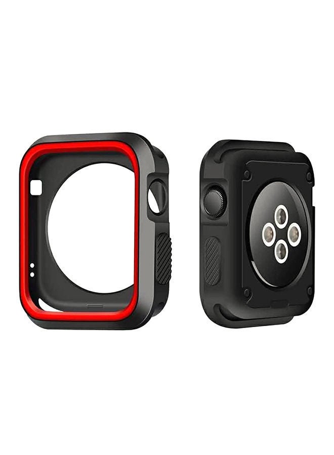 NIBEMINENT Silicone Case Cover For 42mm Apple Watch Series3/Series2/Series 1 Black/Red 