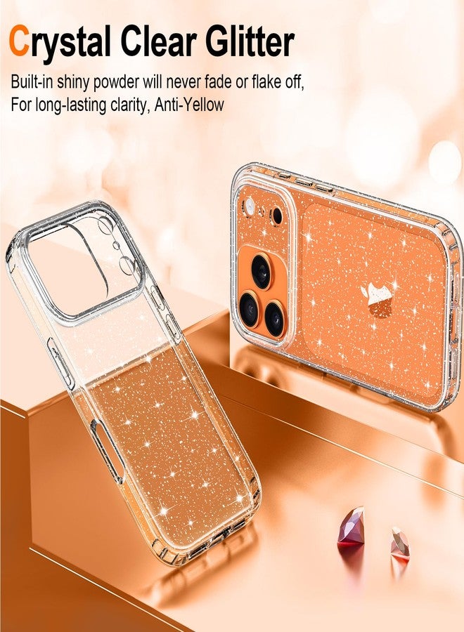 Hython for iPhone 17 Pro Max Case Glitter, Clear Glitter Sparkly Shiny Bling Sparkle Cute Cover, Anti-Scratch Soft TPU Slim Fit Shockproof Protective Phone Cases for Women Girls, Clear Glitter - Image 2