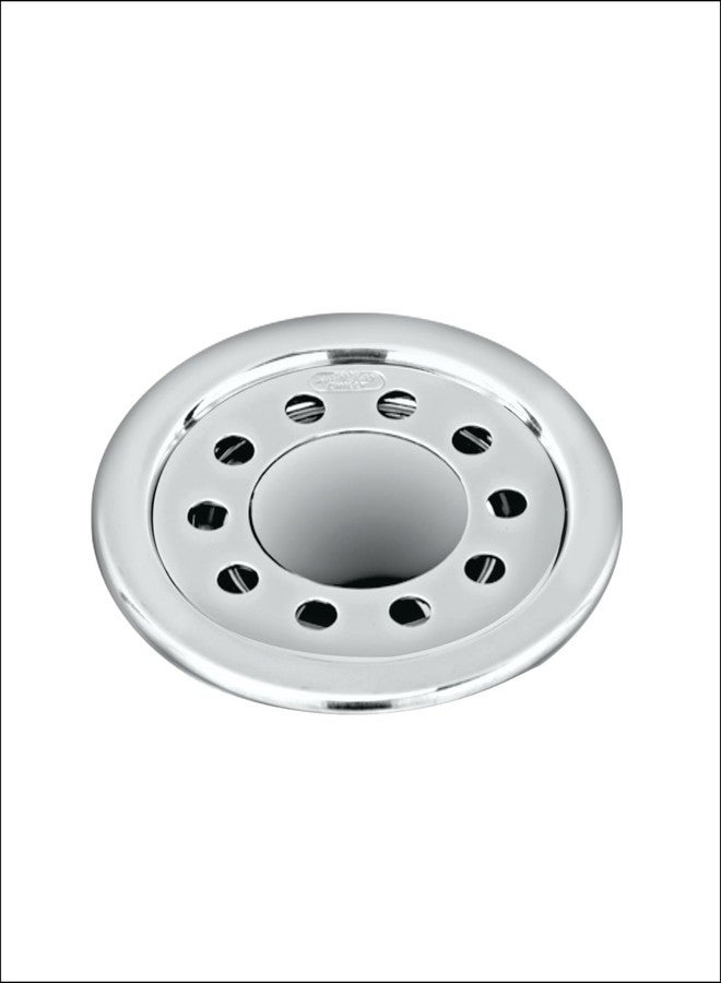 Sanjay Chilly Round Floor Drain with Pipe Hole 4 Inch Stainless Steel 304 Grade Kitchen Sink Cover Jali Luxurious Bathroom Gratings Water Drain Strainer Bathtub Laundry (Round Gypsy Silver 4 Inch) - Image 1