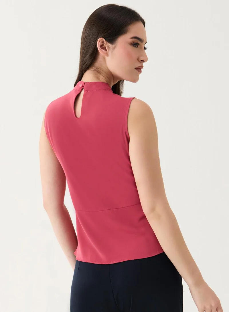 Zigzag  Sleeveless D-Ring Belt Dark-Pink Top for Women | Best Price UAE