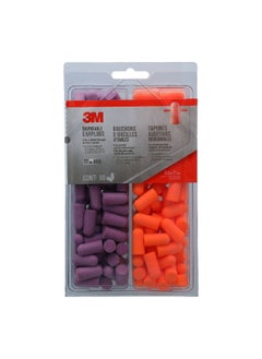 3M 80-Piece Tapered Design Disposable Earplugs Set Orange and Purple 5.4 x 15.4 x 21.6 cm 92059H80-C  - Image 1