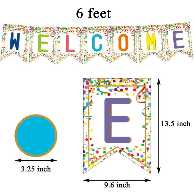 Youngever 67 pcs Confetti Pennants Welcome Bulletin Board with Golden Border - Image 2