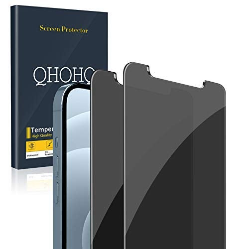 QHOHQ [2 Pack] Privacy Screen Protector for iPhone 12 Pro Max 6.7 Inch, Anti-Spy Tempered Glass Film, 9H Hardness, 2.5D Edge, Scratch Resistant, Easy Install - Case Friendly - Image 1