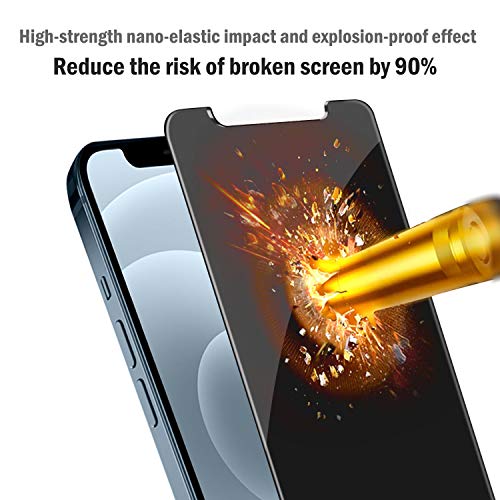 QHOHQ [2 Pack] Privacy Screen Protector for iPhone 12 Pro Max 6.7 Inch, Anti-Spy Tempered Glass Film, 9H Hardness, 2.5D Edge, Scratch Resistant, Easy Install - Case Friendly - Image 5
