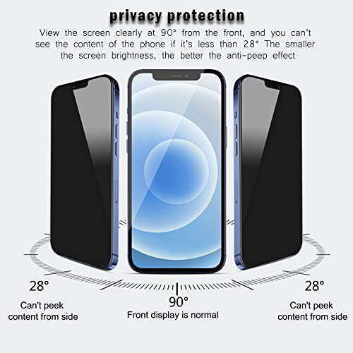 QHOHQ [2 Pack] Privacy Screen Protector for iPhone 12 Pro Max 6.7 Inch, Anti-Spy Tempered Glass Film, 9H Hardness, 2.5D Edge, Scratch Resistant, Easy Install - Case Friendly - Image 2