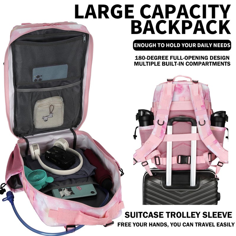 W WINTMING Military Tactical Backpack 45L/25L 3 Day Assault Pack Molle Daypack Hiking Backpack for Men and Women (Pink StarrySky, 45L) - Image 5