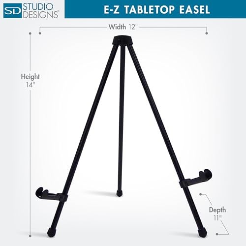 SD Studio Designs E-Z Tabletop Easel – Portable Folding Metal Art Easel for Painting, Drawing, Canvas & Display – Lightweight Steel, Black - Image 3