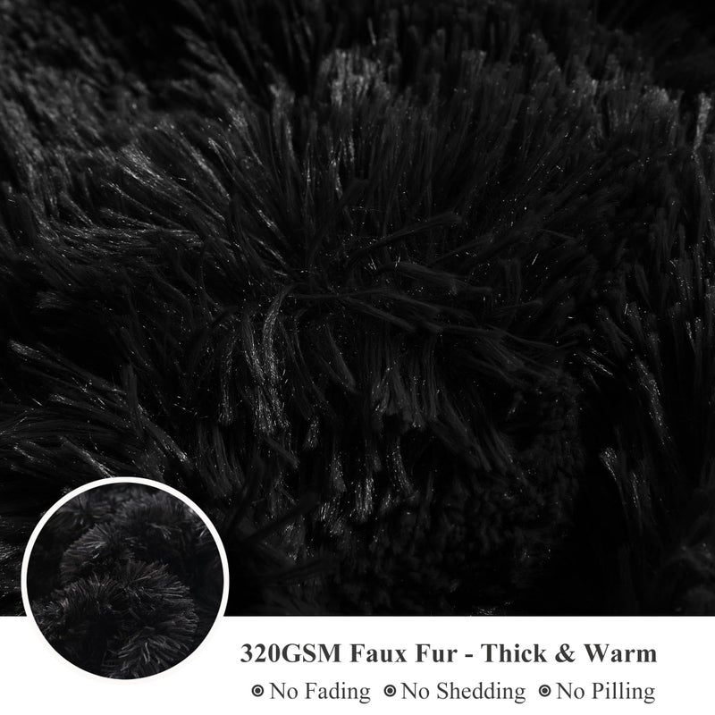 XeGe Plush Shaggy Duvet Cover Set, Luxury Ultra Soft Crystal Velvet Fluffy Bedding Sets 2 Pieces(1 Faux Fur Furry Comforter Cover + 1 Fuzzy Faux Fur Pillow Case), Zipper Closure (Twin, Black) - Image 4