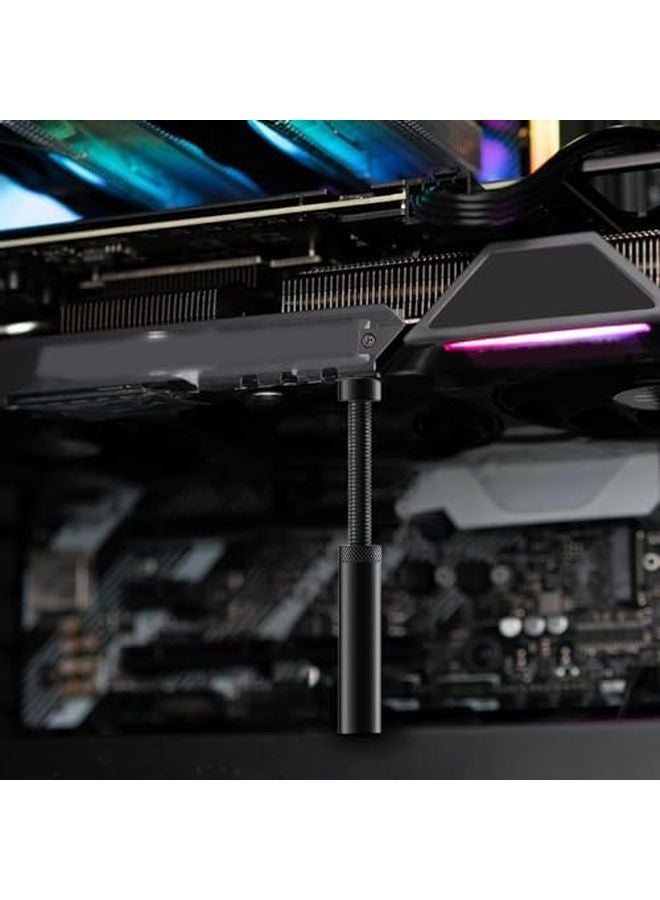Long Black GPU Support Bracket Anti Sag Stable Alloy Graphics Card Stand Jack Shape - Image 4