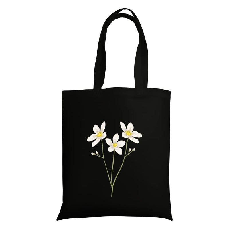 STRUTT حقيبة قماش قابلة للطي للنساء، حقيبة للتسوق للفتيات الجامعيات، حقيبة تسوق قابلة لإعادة الاستخدام من قطن عضوي 100%، حقيبة متعددة الاستخدامات صديقة للبيئة للسفر والاستخدام اليومي - ديزي البيضاء - Image 1