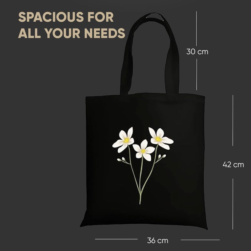 STRUTT حقيبة قماش قابلة للطي للنساء، حقيبة للتسوق للفتيات الجامعيات، حقيبة تسوق قابلة لإعادة الاستخدام من قطن عضوي 100%، حقيبة متعددة الاستخدامات صديقة للبيئة للسفر والاستخدام اليومي - ديزي البيضاء - Image 5