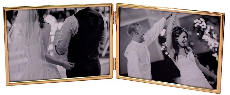 LEADEX Double Thin Edge Gold Plated Picture Frame,Horizontal Standing,4 by 6 Inch,Velvet Back Simple Classic Styling - Image 1