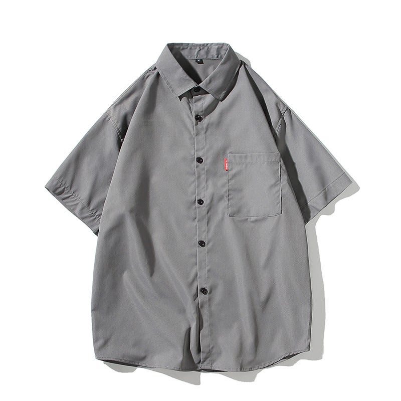 Summer 2022 men's plus size short-sleeved shirt loose short-sleeved lapel shirt youth men's shirt one-piece delivery - Image 1