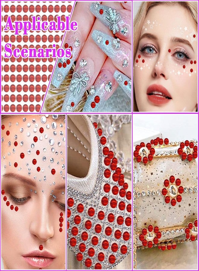 Doneace 1792 Pcs Self Adhesive Rhinestones for Makeup Face Gems Stick on Face Jewels Eyes Gems Face Stickers Dotting Tools for Nail Art Body Eye Makeup Crafts Decoration Stick on Body Crystal Jewels (Big Red - Image 5