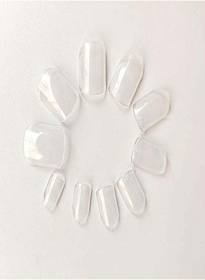 enForten - 500Pcs Clear Short Square Full Cover Fake Nails Tips Artificial Acrylic False Nails For Women Nail Salons & Diy Nail Art Manicure Decoration - Image 1