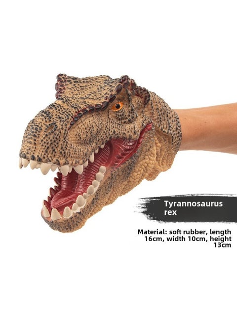Dinosaur Puppet Gloves Soft Rubber Triangle Tyrannosaurus Children Simulation Animal Model Shark Shark Arm Head Boy Toy-Color:Tyrannosaurus Rex Puppet