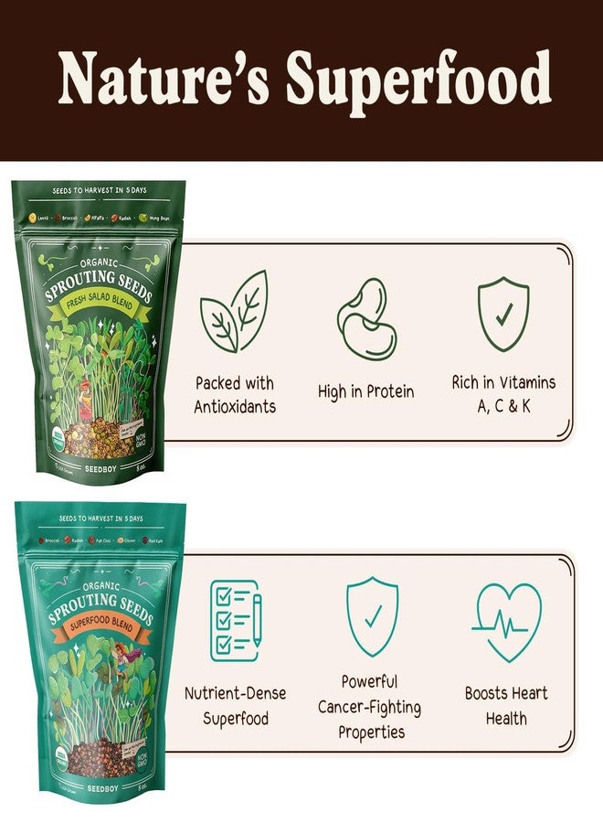 Seedboy Organic Non-GMO Radish Seeds for Sprouting - USA Grown Microgreens Sprouting Seeds - 8 oz Bag Makes 8 Quarts / 24 Servings (Daikon Radish) - Image 4