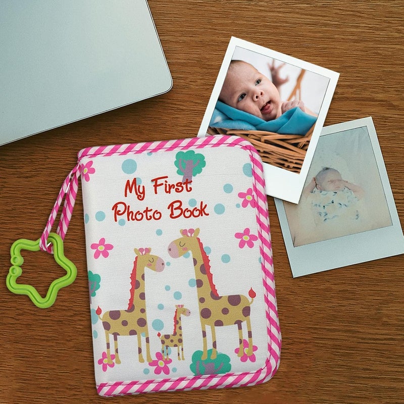 klarako Photo Album Photo Album Small Photo Album Soft Cloth Photo Book Album Gift for Babies, Pink - Image 3