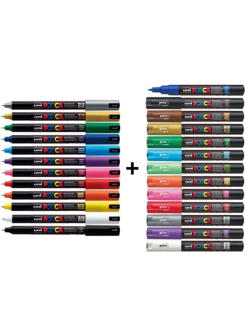 Uni-posca طقم ٢٤ من بوسكا يوني ١م و ١م ر  - Image 2