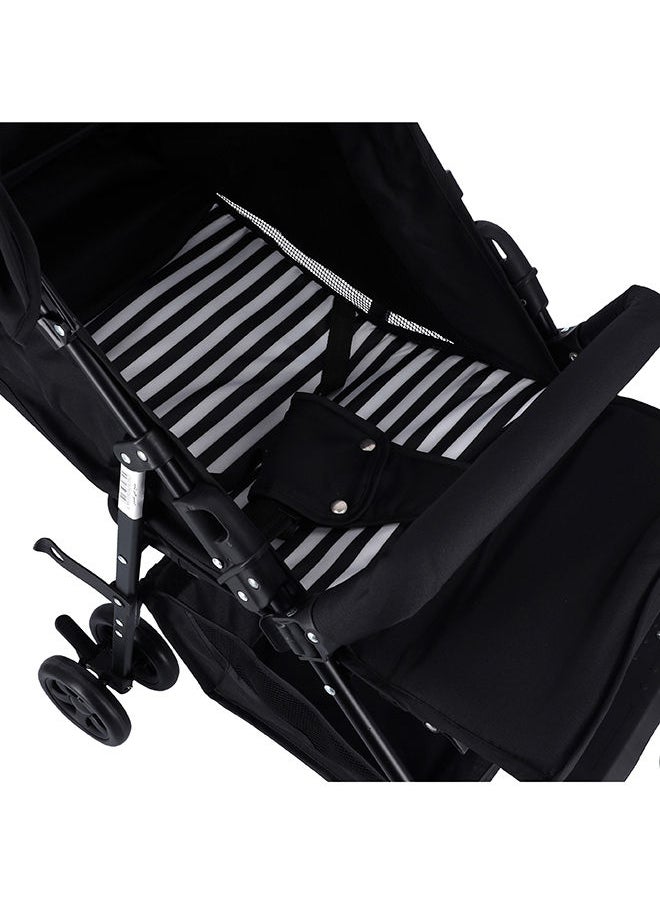 BABY PLUS - Adjustable Stroller With Compact, Reversible Handlebar Safety Belt Wheels Suspension Reclining Position Portable And Flexible, Unisex, 6 To 36 Months- Black - Image 1