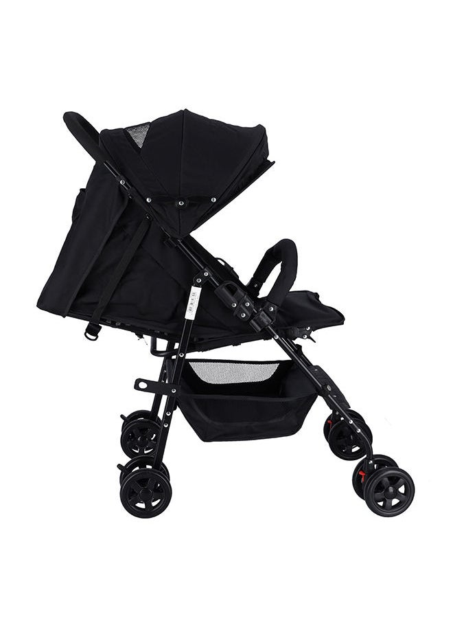 BABY PLUS - Adjustable Stroller With Compact, Reversible Handlebar Safety Belt Wheels Suspension Reclining Position Portable And Flexible, Unisex, 6 To 36 Months- Black - Image 1